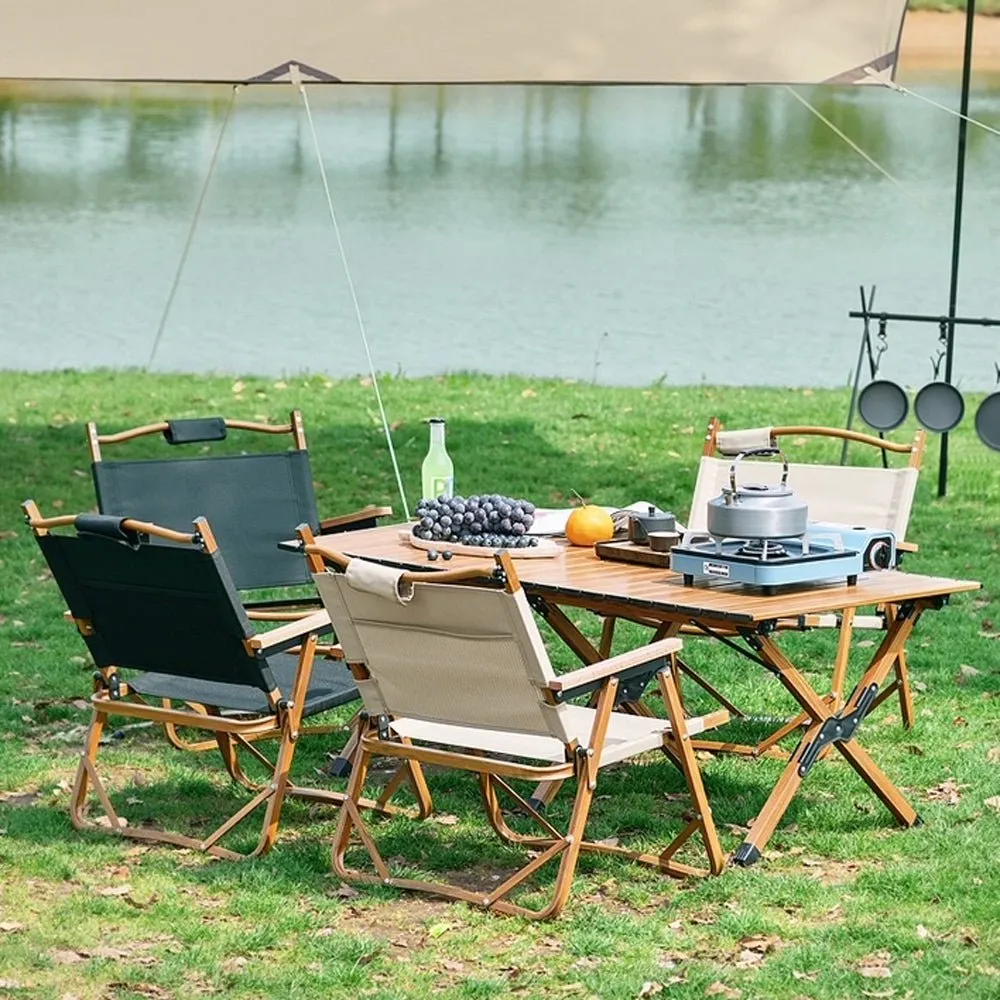 120cm Garden Outdoor Furniture Camping Chair Table Egg Roll Picnic Desk Folding Beach Set