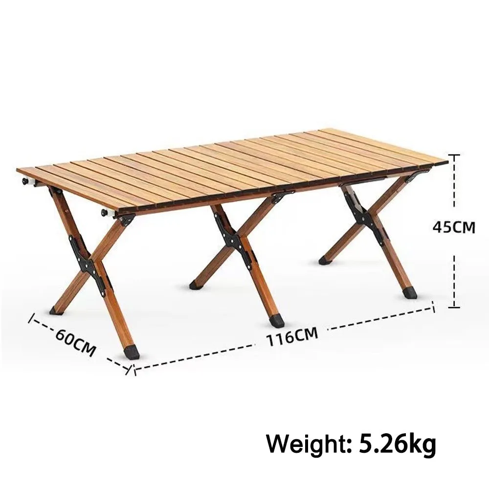 120cm Garden Outdoor Furniture Camping Chair Table Egg Roll Picnic Desk Folding Beach Set