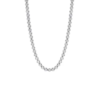 14K White Gold Illusion Set Diamond Tennis Necklace