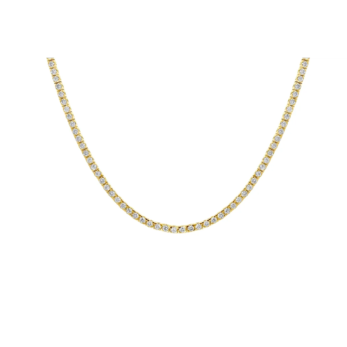 18K Yellow Gold Diamond Tennis Necklace