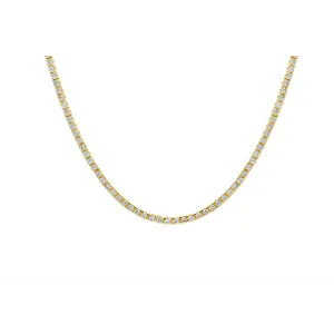 18K Yellow Gold Diamond Tennis Necklace