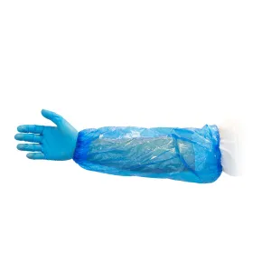 18" Blue Disposable Sleeves w/ Elastic Ends (Polyethylene) - Case of 1000