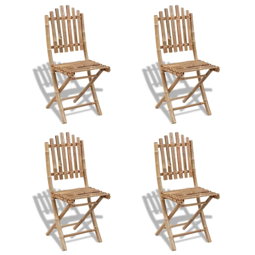 5 Piece Folding Outdoor Dining Set Bamboo