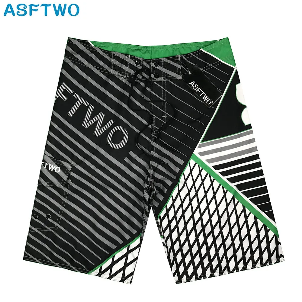 ASFTWO   Men's Modern Print Beach Board Shorts Swim Wear