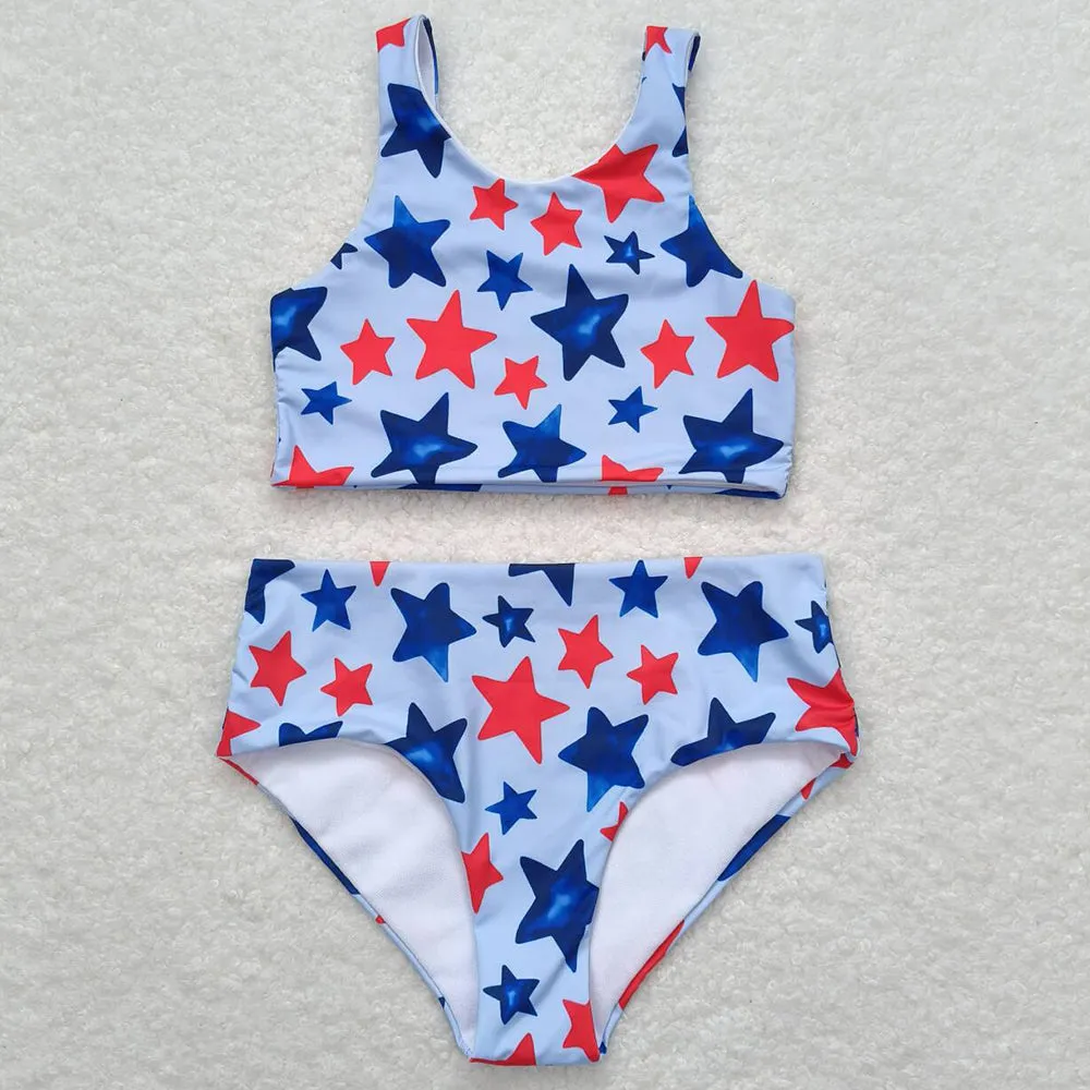 Baby Infant Girls Swimsuits Stars 4th Of July 2pcs Swimsuits S0228