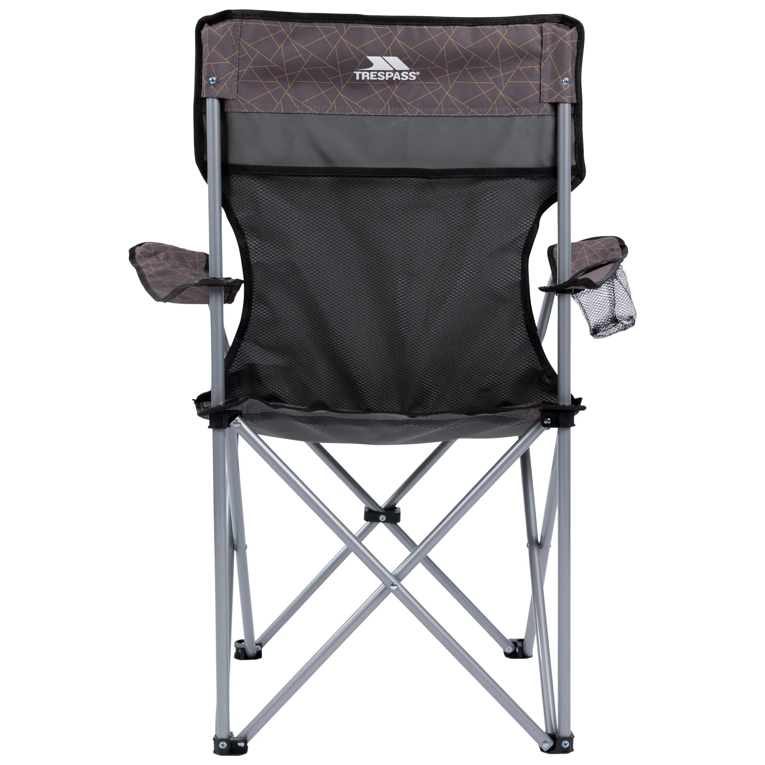 Branson Folding Camping Chair With Drinks Holder in Storm Grey Print