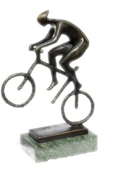 DESIGN CYCLIST SCULPTURE "RACER" decoration figure Racing bike bronze from Europ