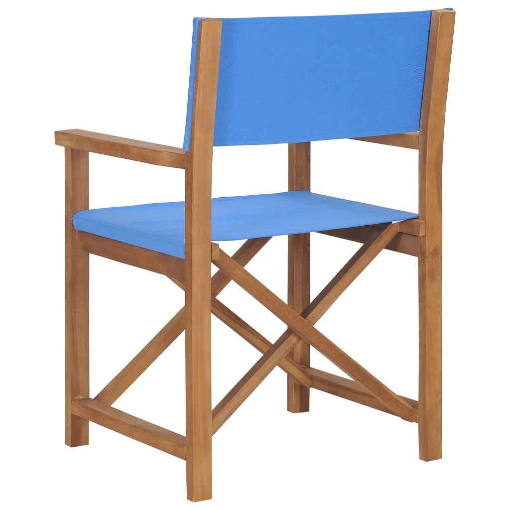 Director's Chairs 2 pcs Solid Teak Wood Blue