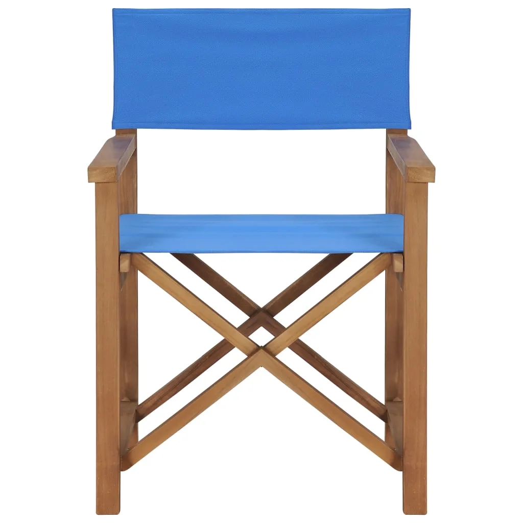 Director's Chairs 2 pcs Solid Teak Wood Blue