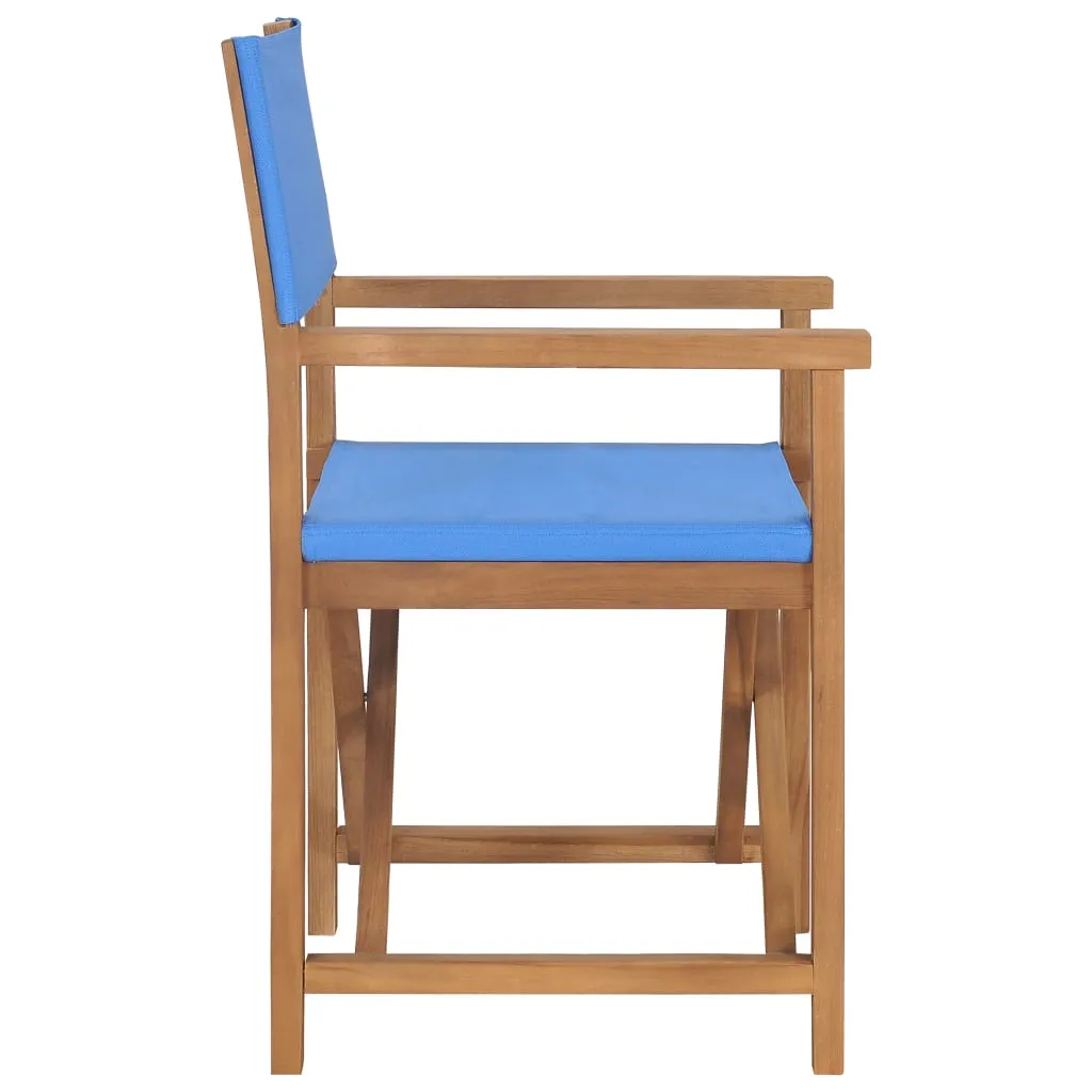 Director's Chairs 2 pcs Solid Teak Wood Blue