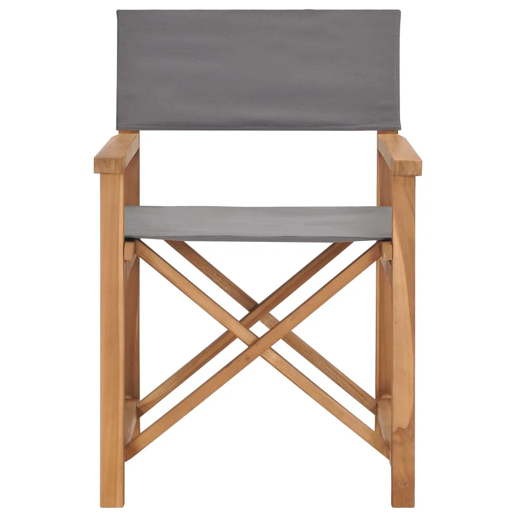 Director's Chairs 2 pcs Solid Teak Wood Grey