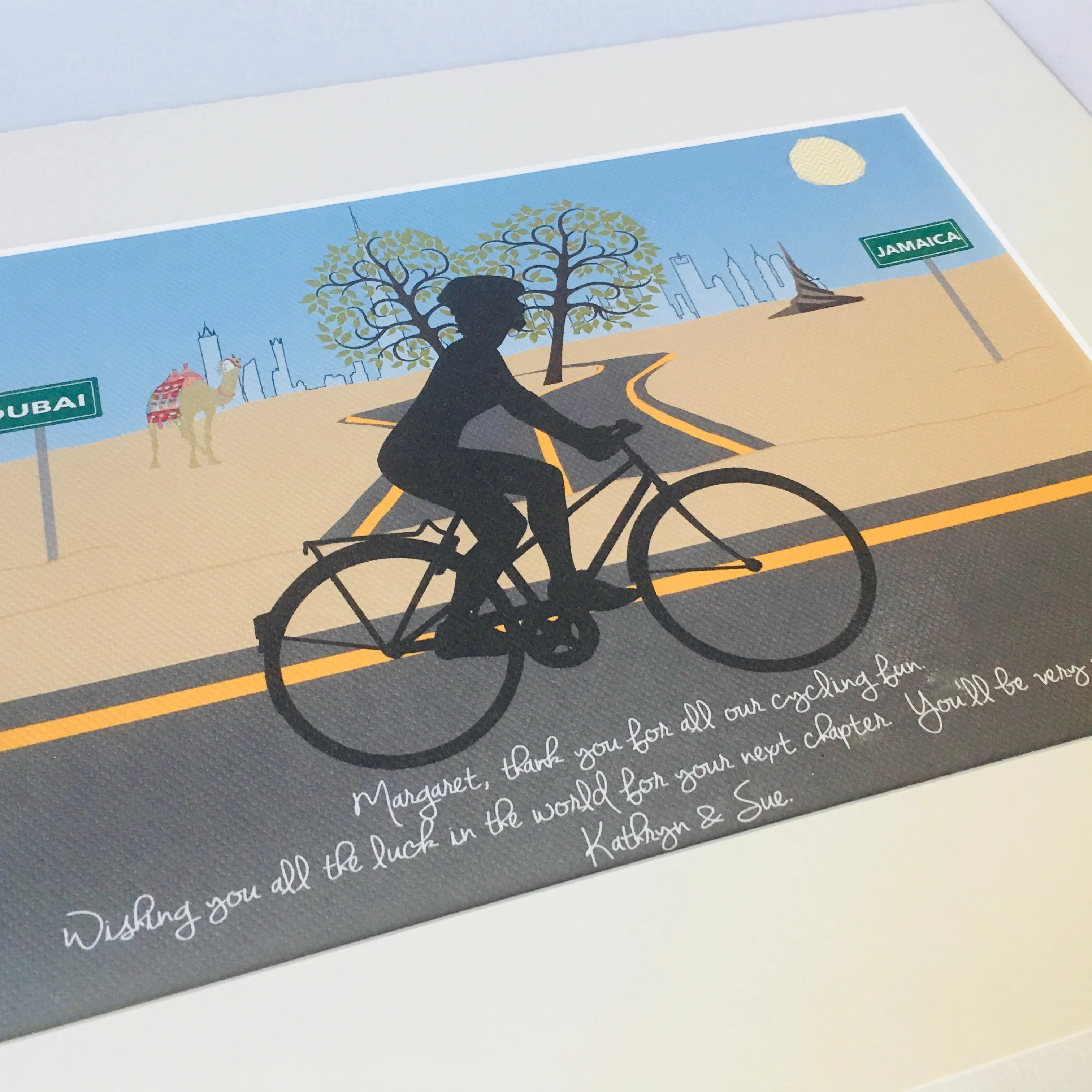 Dubai Cyclist leaving Print – Personalised