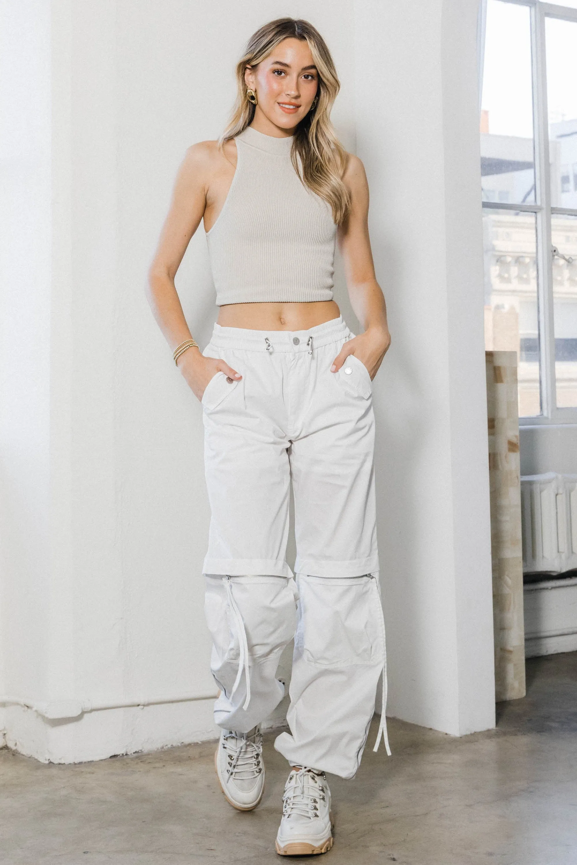 Elastic Waist Band Baggy Cargo Pants