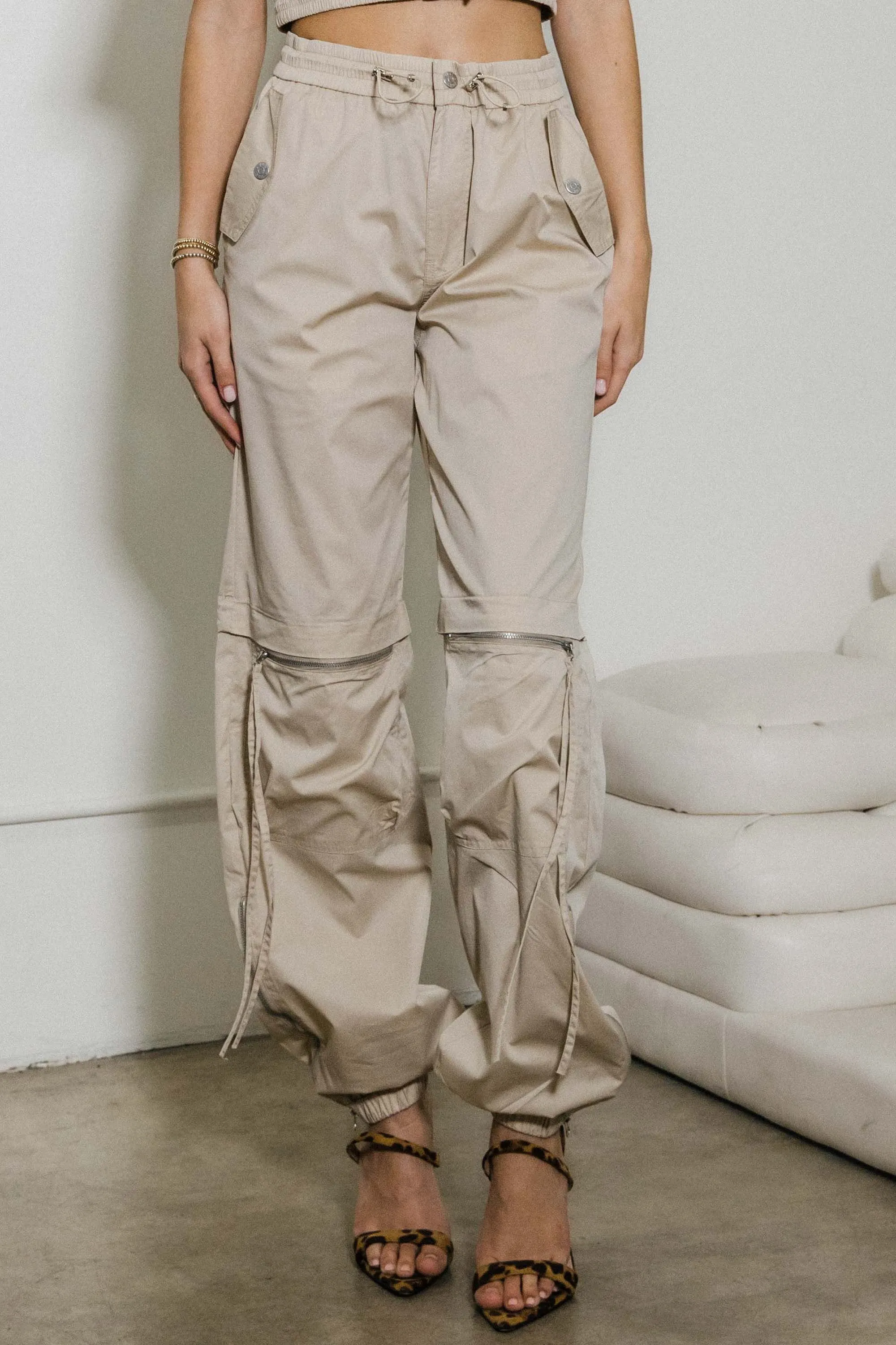 Elastic Waist Band Baggy Cargo Pants