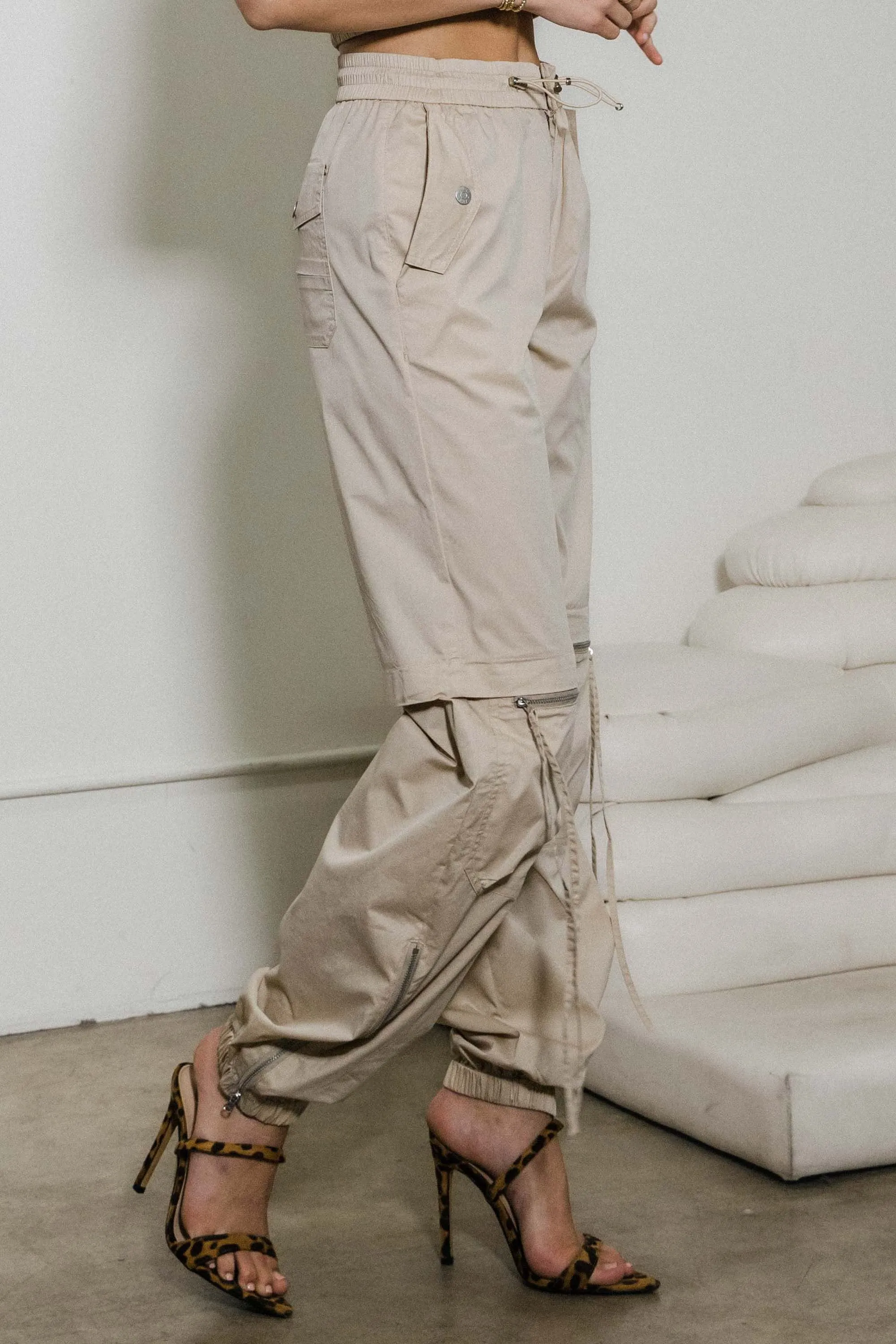 Elastic Waist Band Baggy Cargo Pants