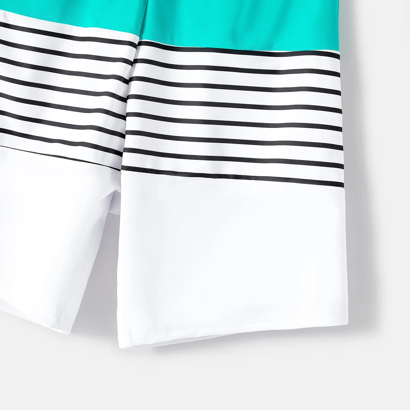 Family Matching Swimsuits Striped Spliced One-piece Swimsuit Colorblock Swim Trunks