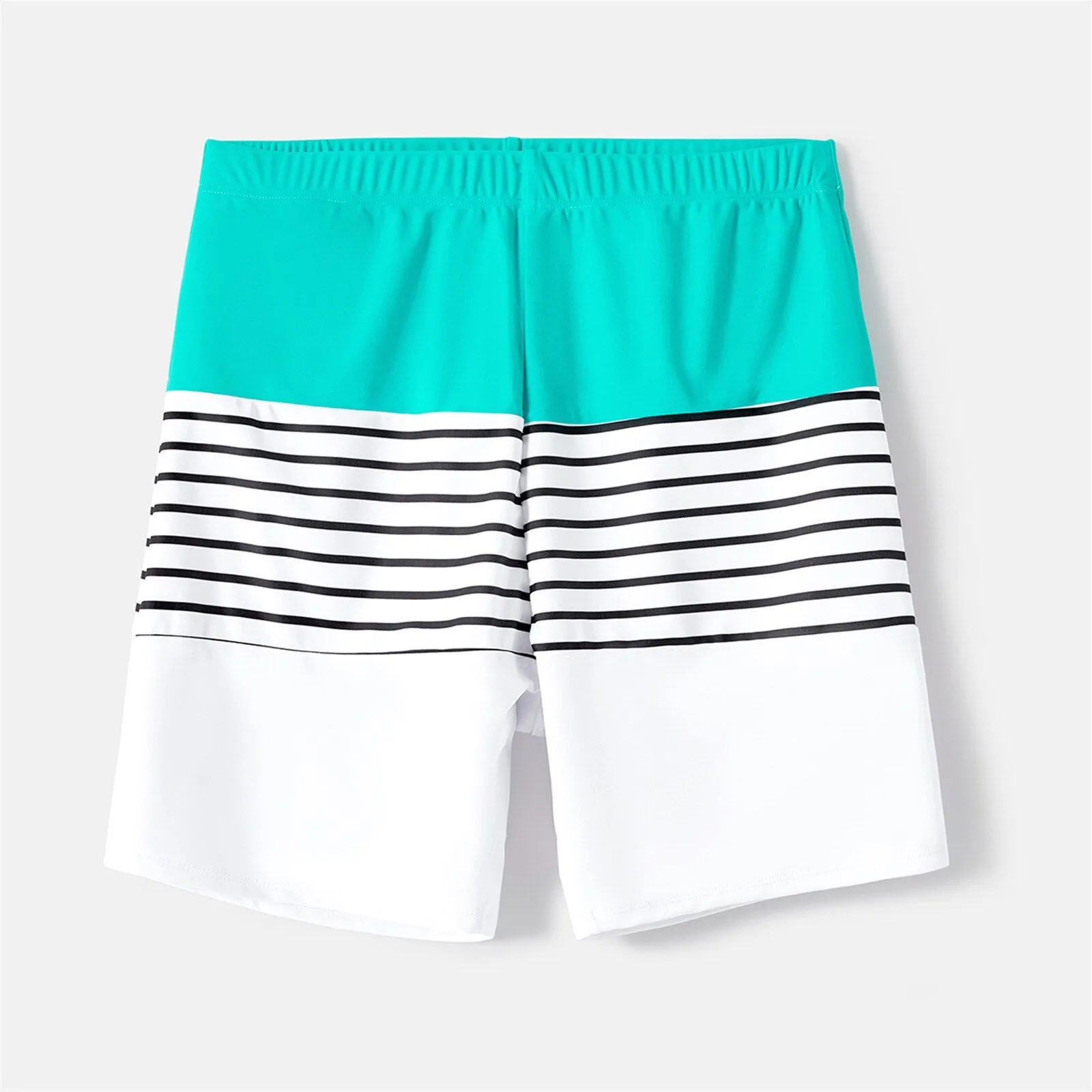 Family Matching Swimsuits Striped Spliced One-piece Swimsuit Colorblock Swim Trunks