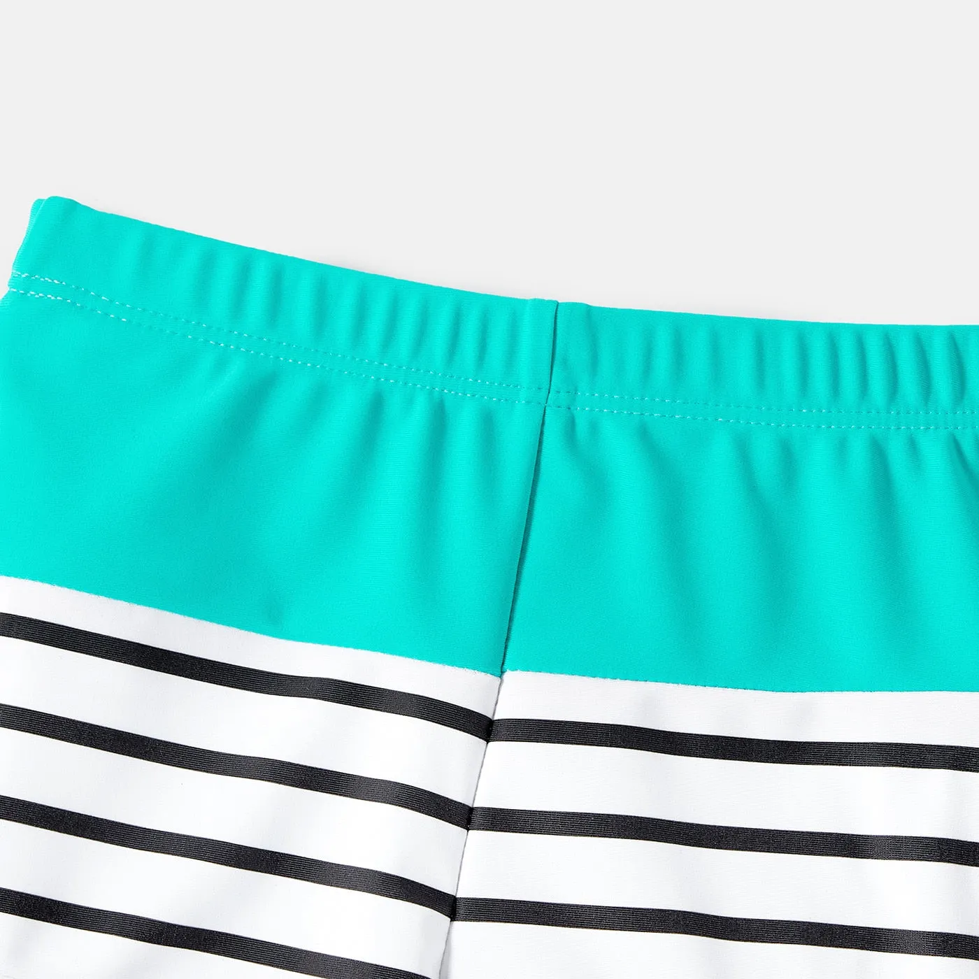 Family Matching Swimsuits Striped Spliced One-piece Swimsuit Colorblock Swim Trunks