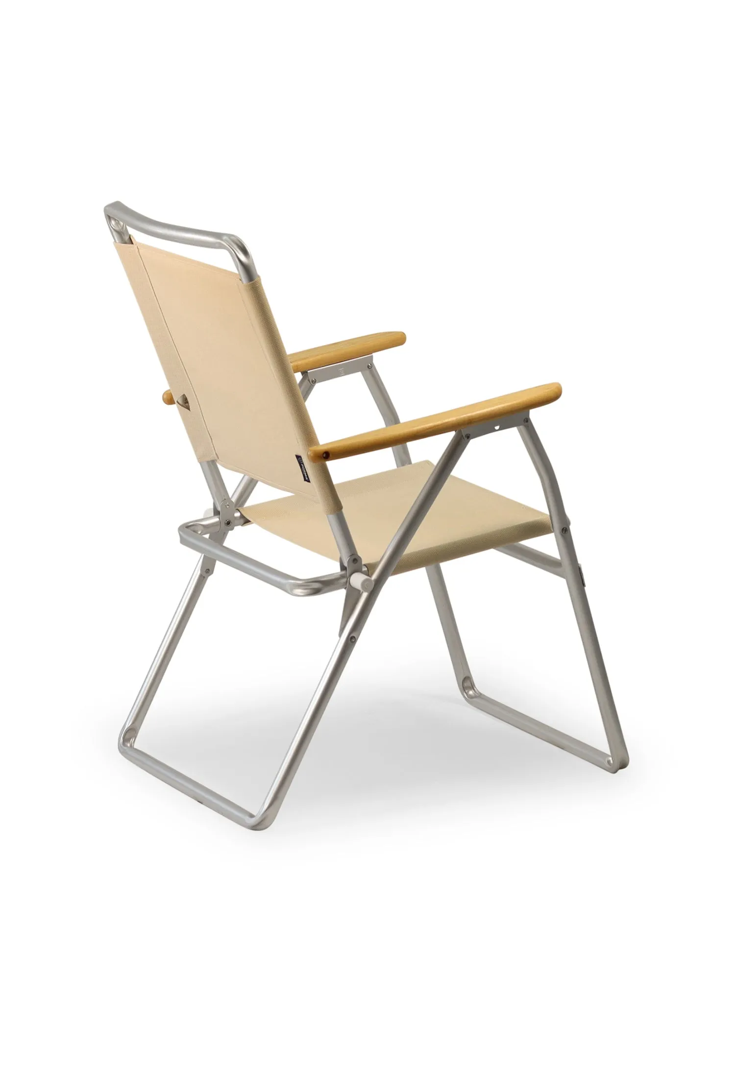 Folding Aluminum Outdoor Chair with Bamboo Armrests-Recacril Fabric-PA160-BB