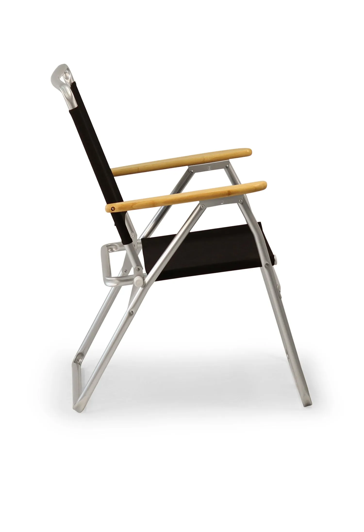 Folding Aluminum Outdoor Chair with Bamboo Armrests-Recacril Fabric-PA160-BB