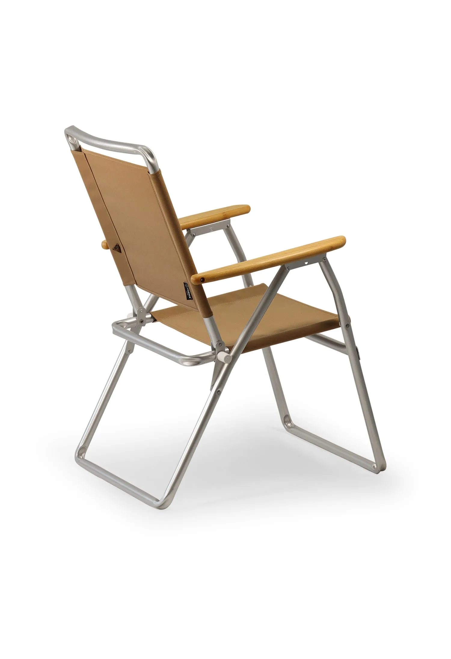 Folding Aluminum Outdoor Chair with Bamboo Armrests-Recacril Fabric-PA160-BB