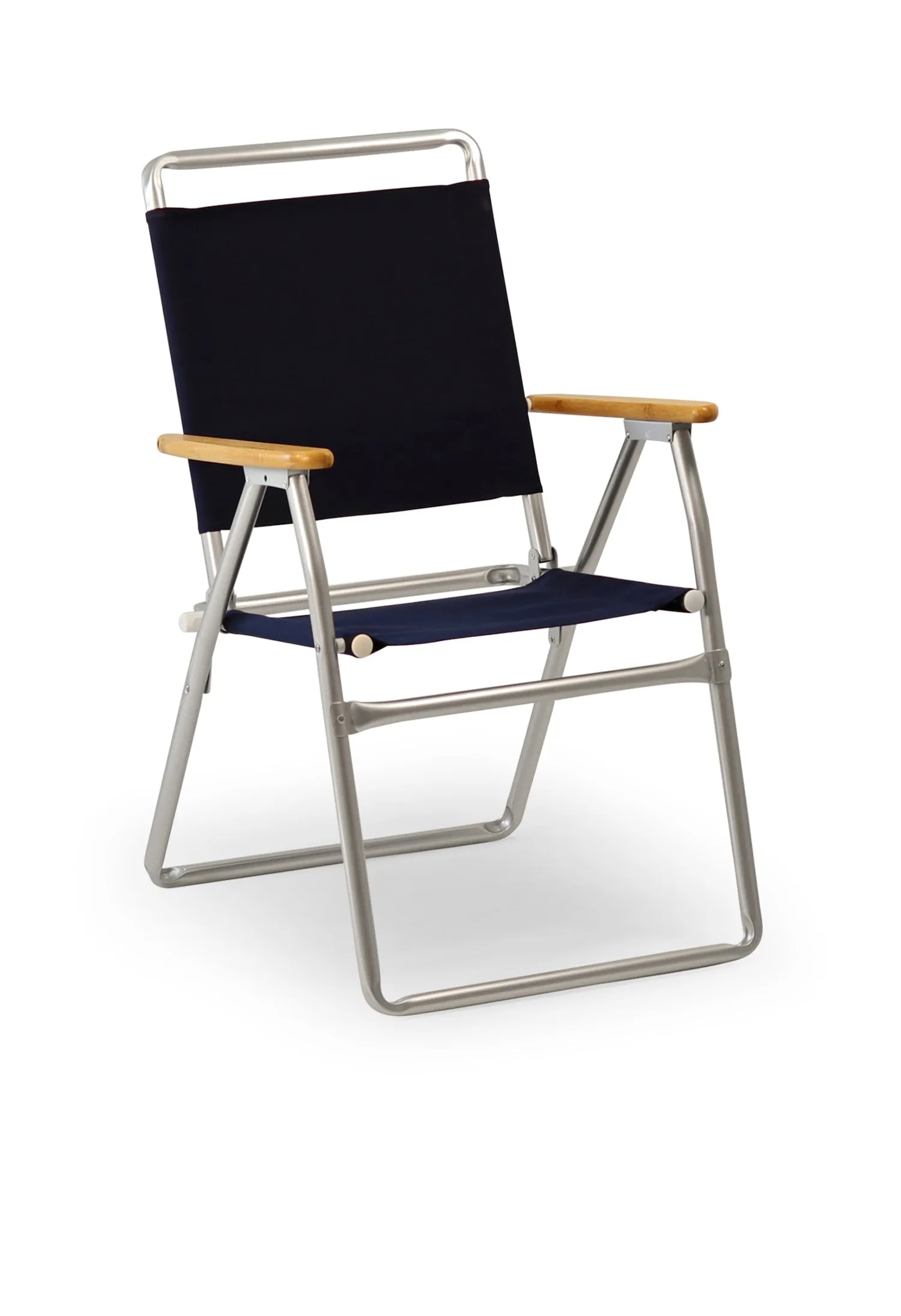 Folding Aluminum Outdoor Chair with Bamboo Armrests-Recacril Fabric-PA160-BB