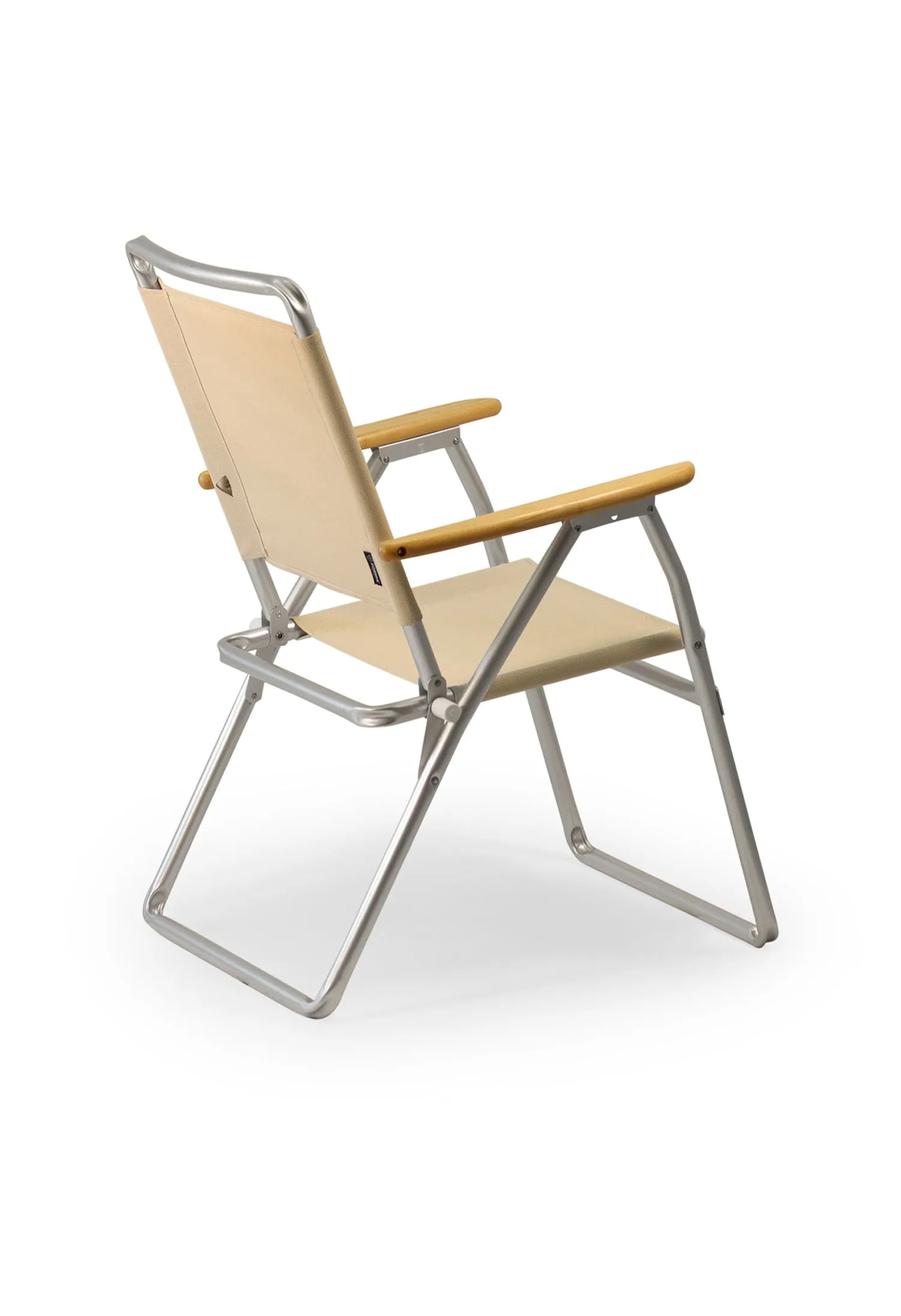 Folding Aluminum Outdoor Chair with Bamboo Armrests-Recacril Fabric-PA160-BB