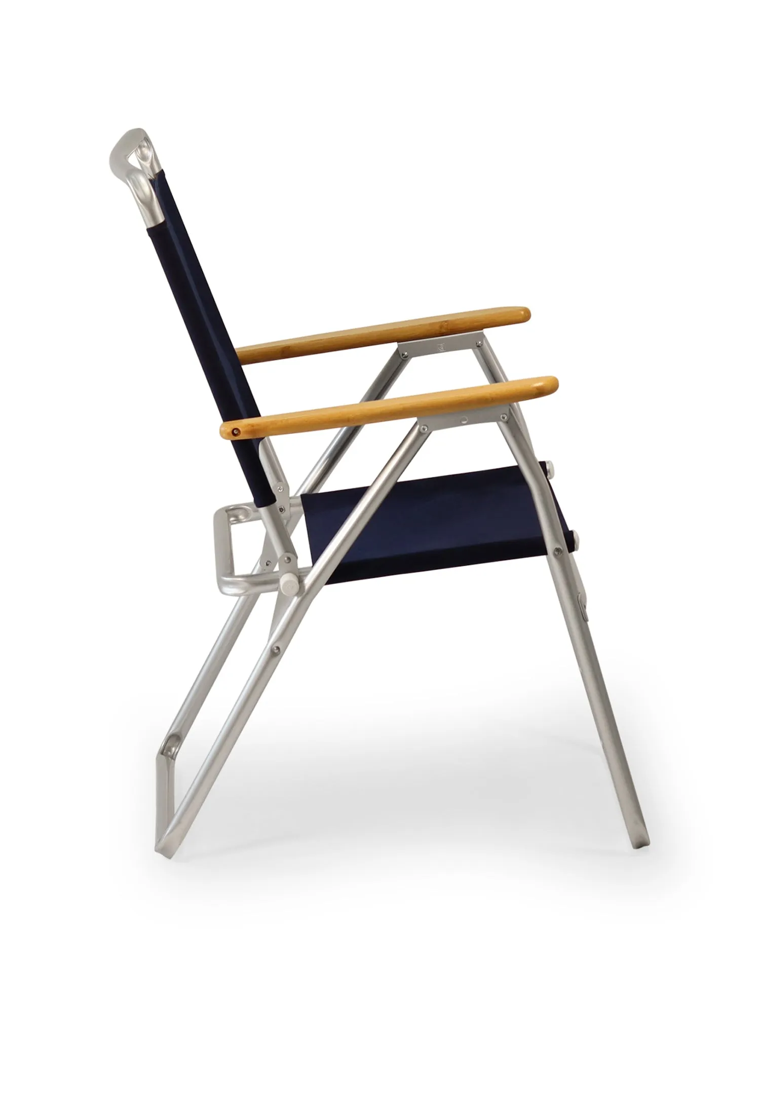 Folding Aluminum Outdoor Chair with Bamboo Armrests-Recacril Fabric-PA160-BB