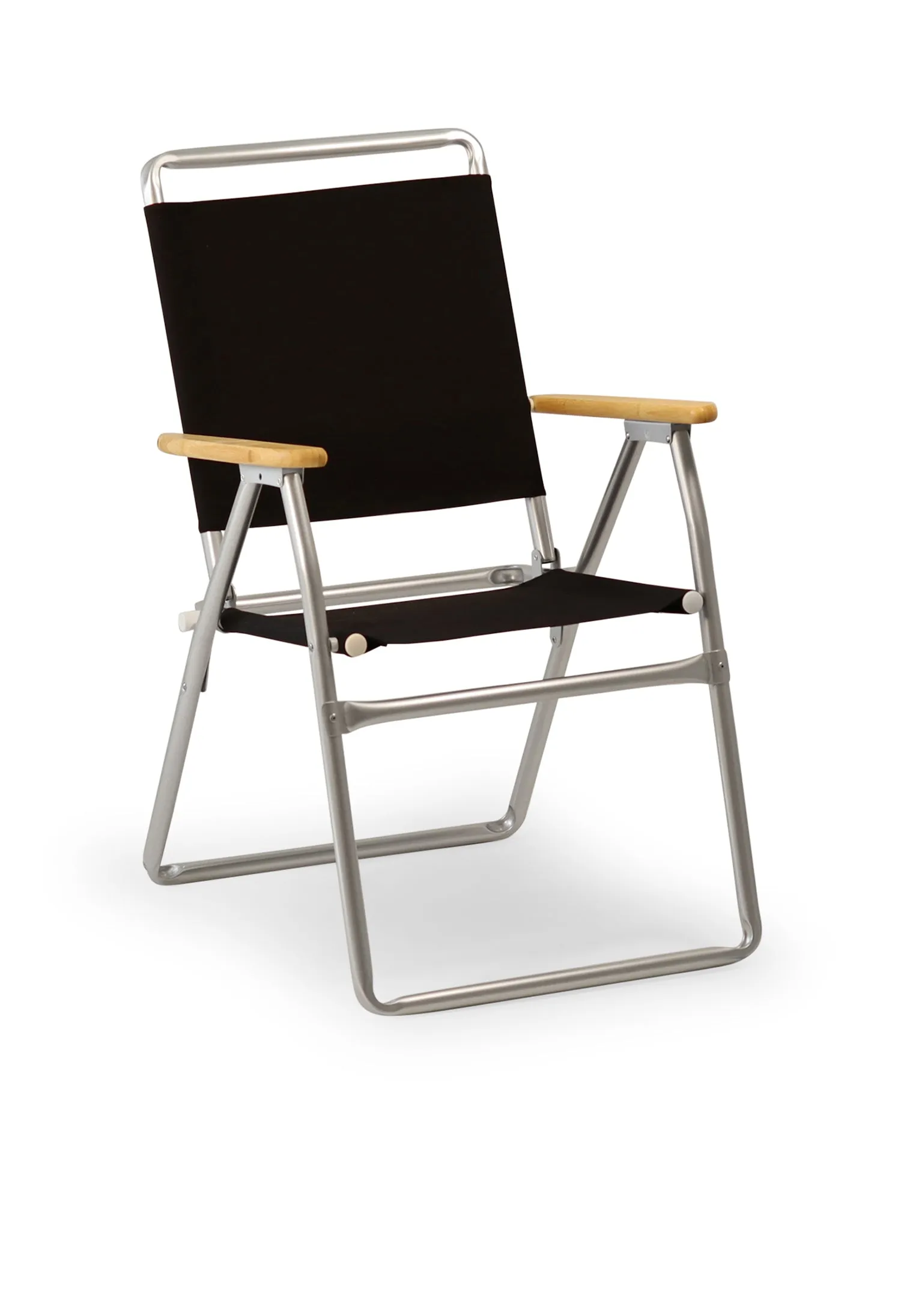 Folding Aluminum Outdoor Chair with Bamboo Armrests-Recacril Fabric-PA160-BB