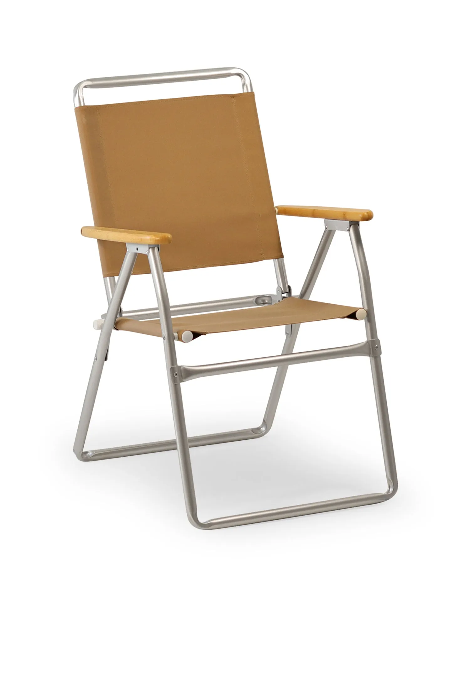 Folding Aluminum Outdoor Chair with Bamboo Armrests-Recacril Fabric-PA160-BB