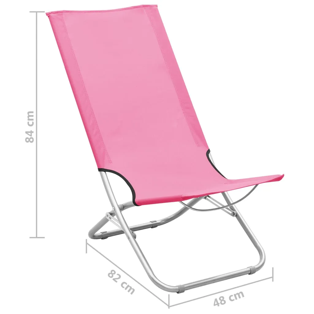 Folding Beach Chairs 2 pcs Pink Fabric