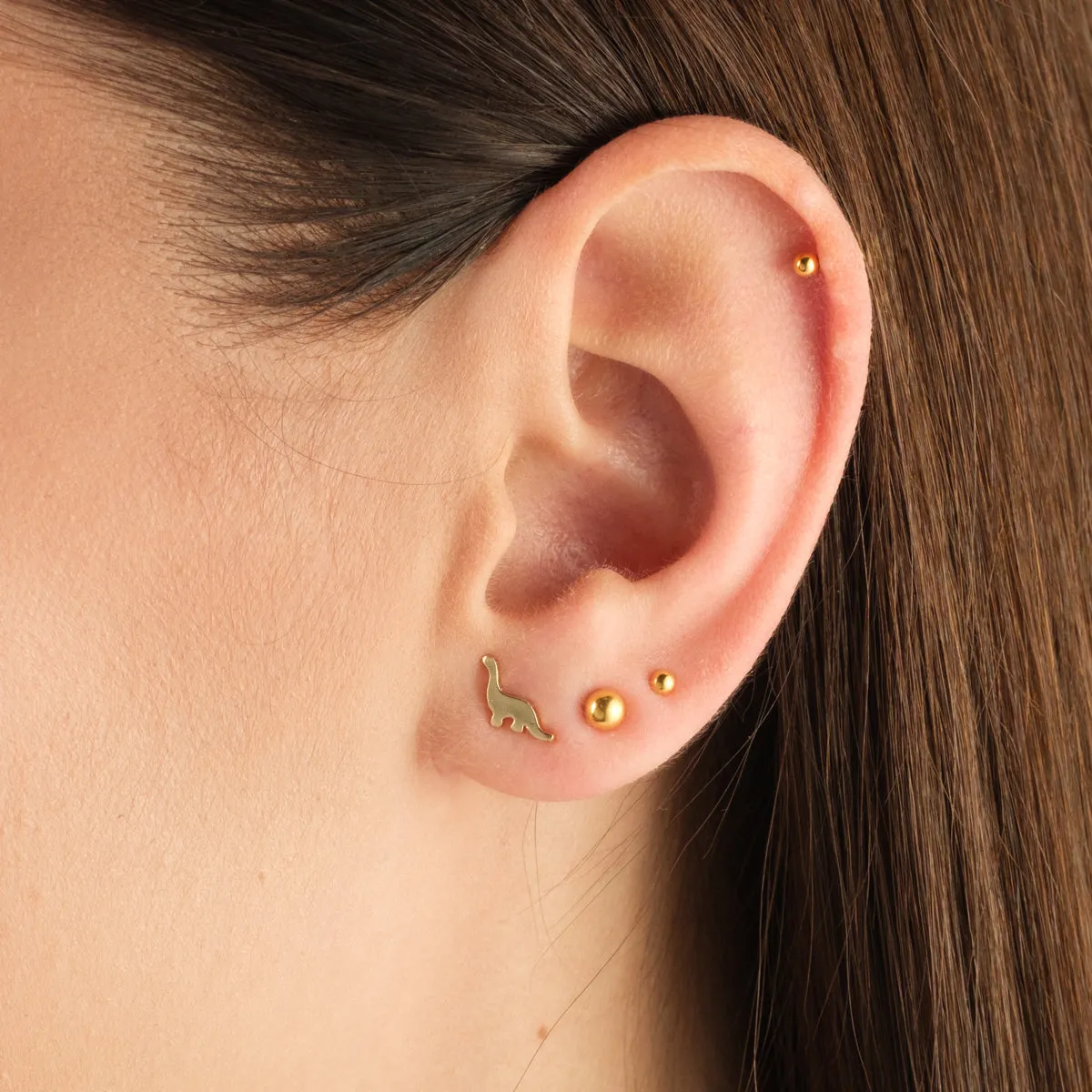 Gold Dinosaur Stud Earrings