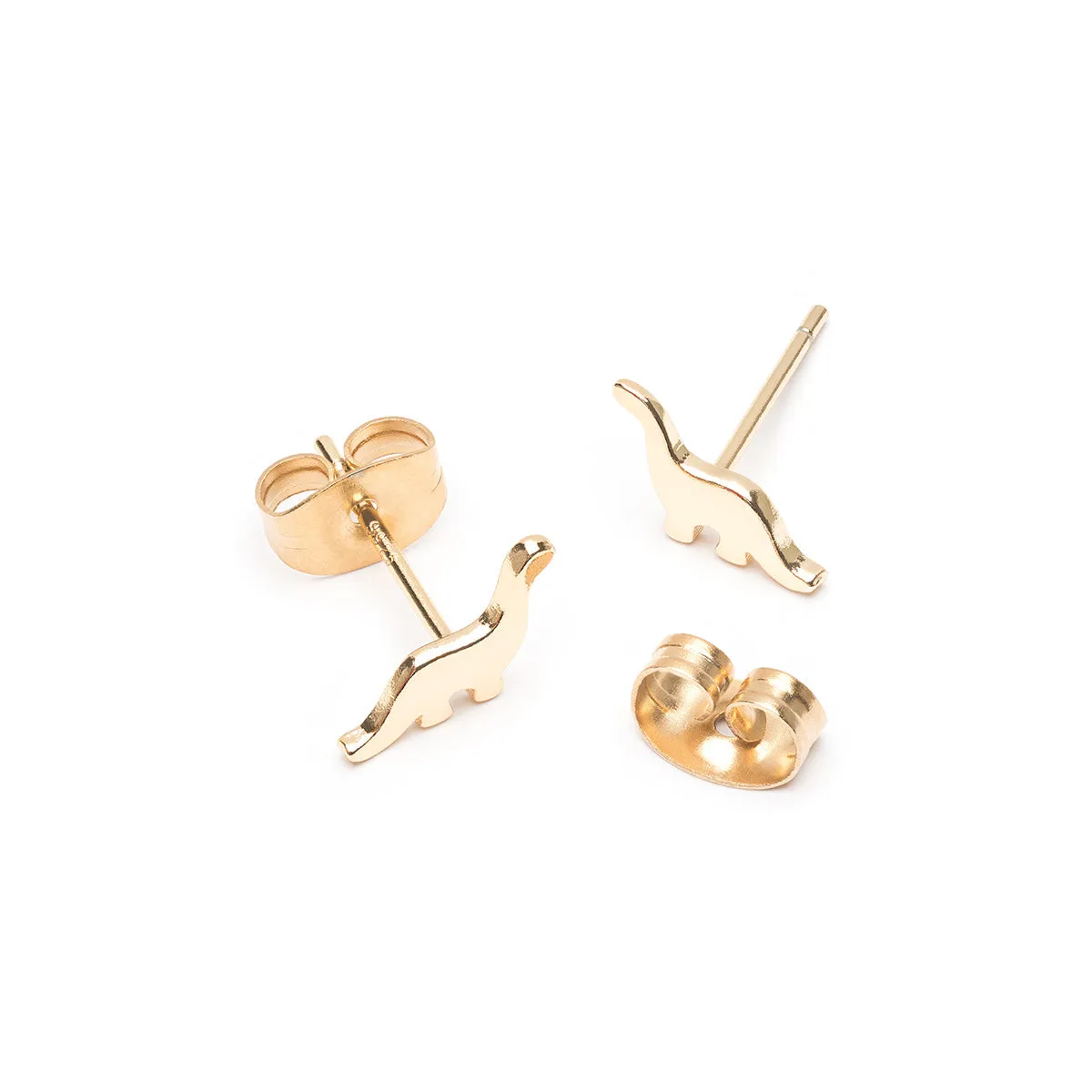 Gold Dinosaur Stud Earrings