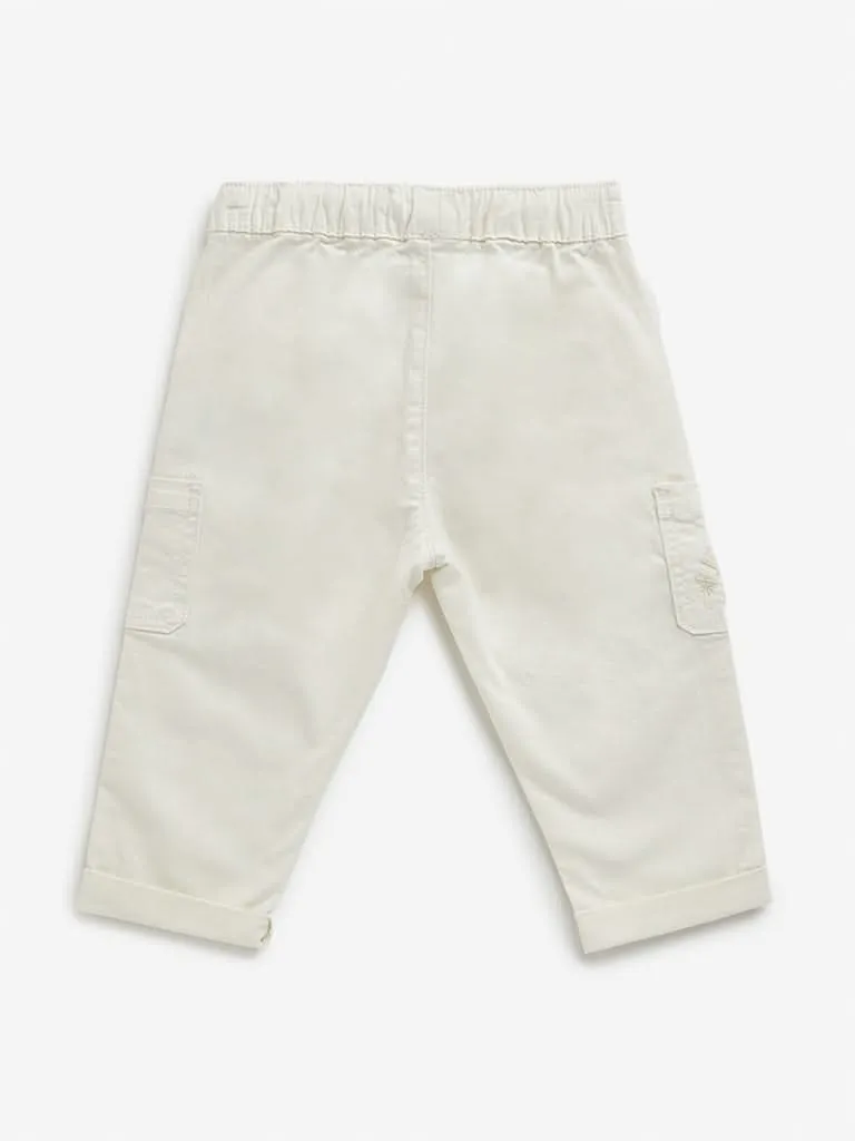 HOP Baby Off-White Cargo Style Mid Rise Pants