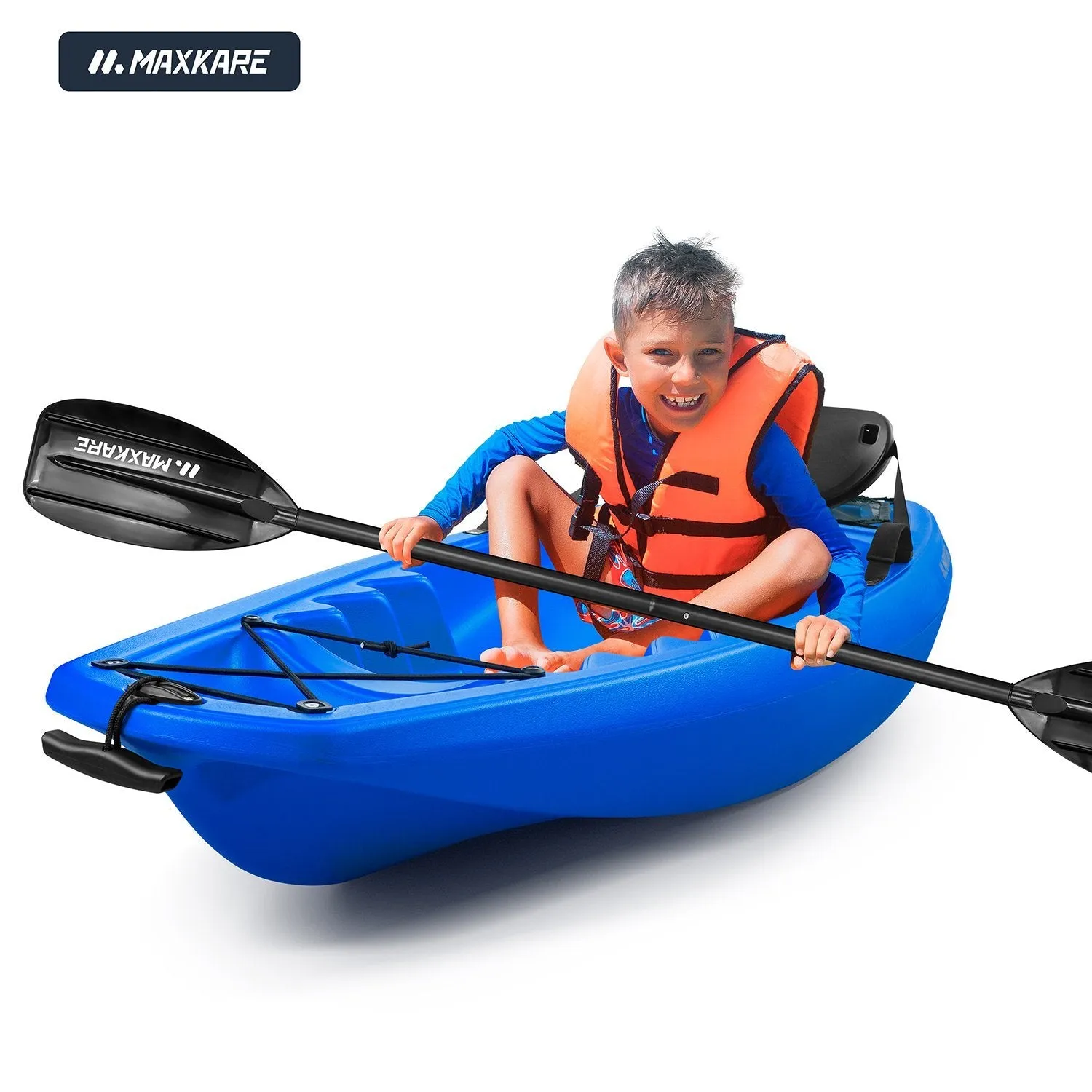 Kids Kayak with Paddle & Seat Youth Kayak Sit-On-Top Kayak Foldable 6ft Kayak with Cup Holders Front & Rear Storage Hatches for Ages Years 5 and Up Capacity 121 lbs Blue