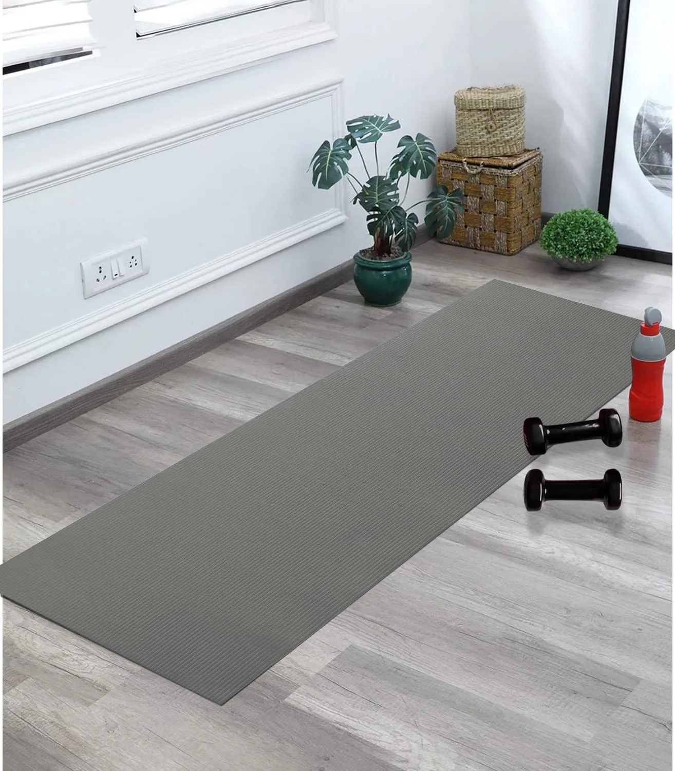 Kuber Industries Yoga Mat | Eva Foam Workout Mat | Anti-Skid Exercise Mat | Gym Yoga Mat | Yoga Mat for Women | Yoga Mat for Men | 4 MM | Gray