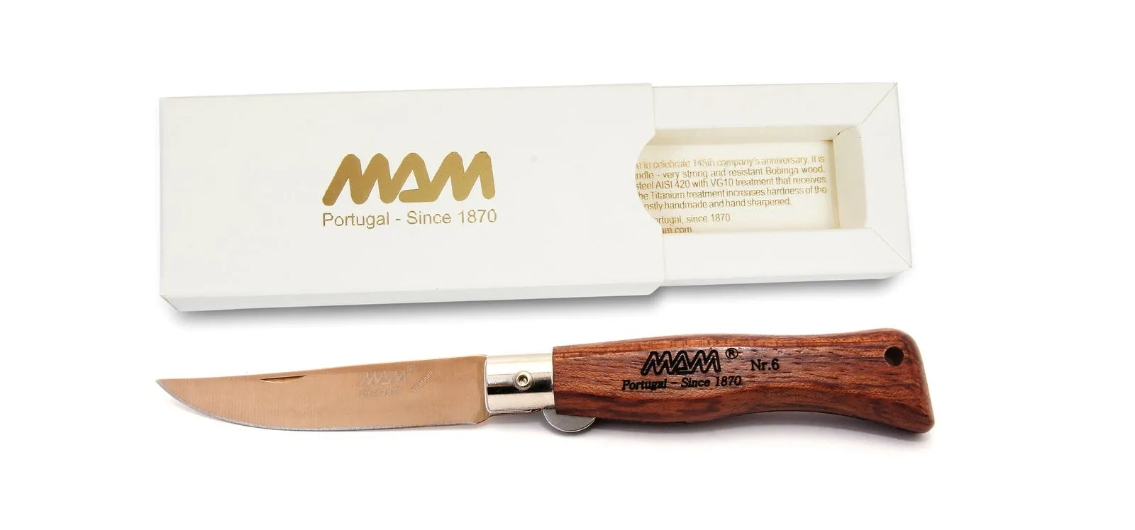 MAM Douro Pocket Knife With Bronze Titanium Blade 75mm