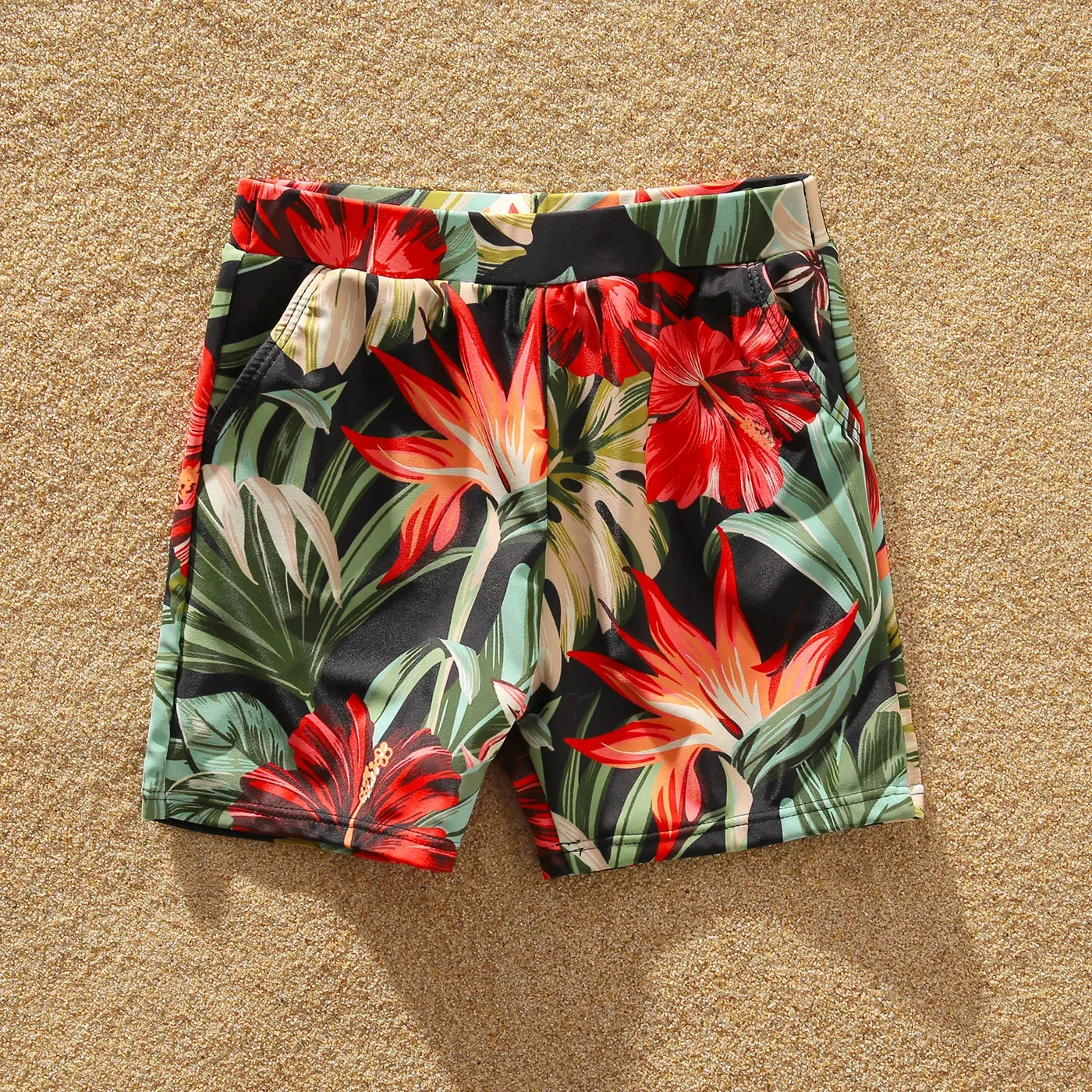 Matching Family Swimsuits Floral Print Red Waist Belt One-piece Bathing Suit