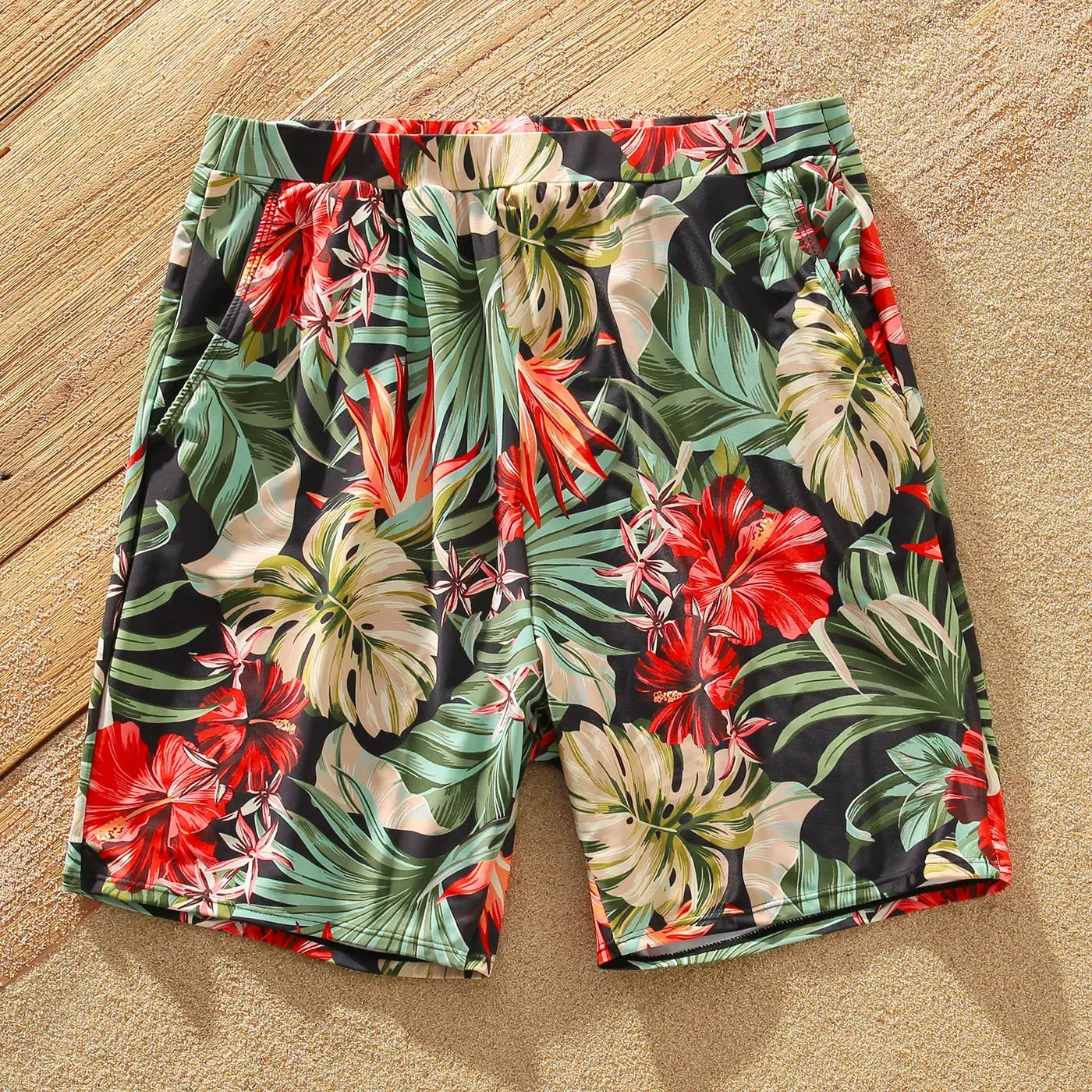 Matching Family Swimsuits Floral Print Red Waist Belt One-piece Bathing Suit