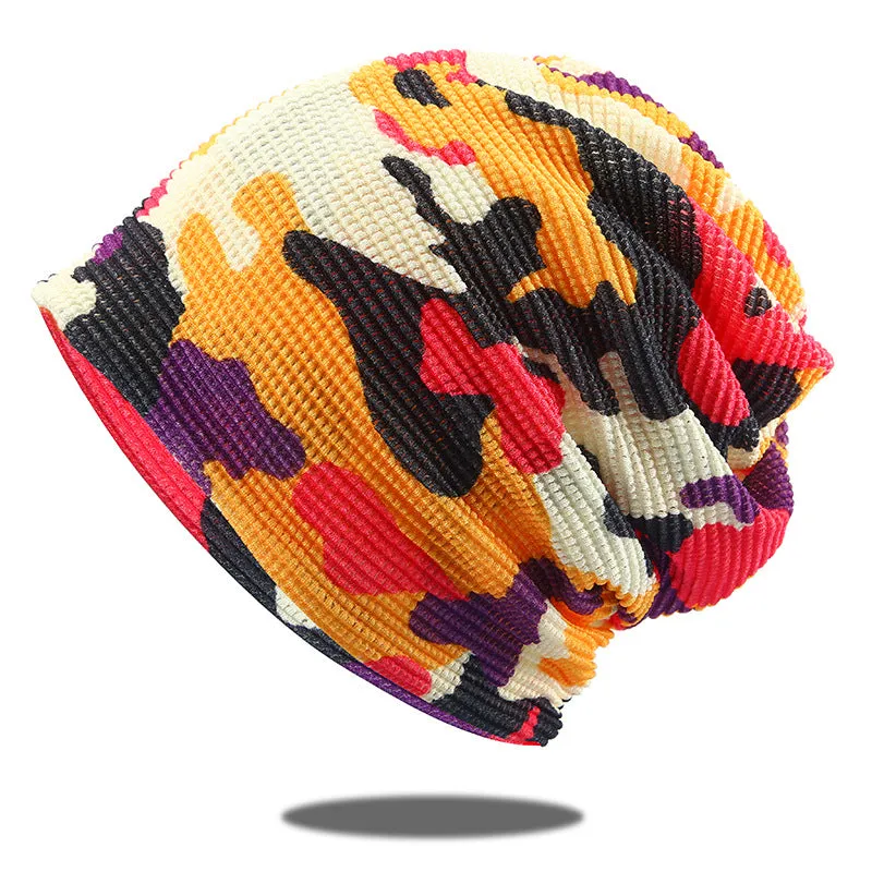 Men's and women's thin hollowed-out outdoor riding scarf cap printing scarf dual-use pile head cap