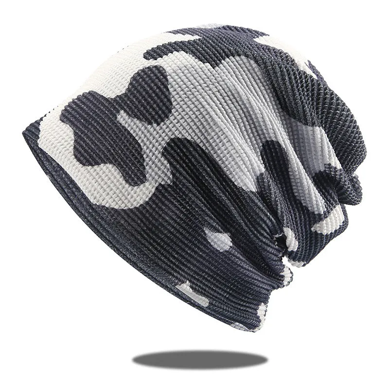 Men's and women's thin hollowed-out outdoor riding scarf cap printing scarf dual-use pile head cap