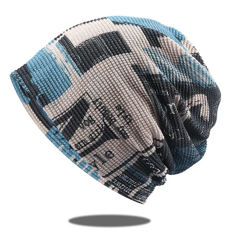 Men's and women's thin hollowed-out outdoor riding scarf cap printing scarf dual-use pile head cap