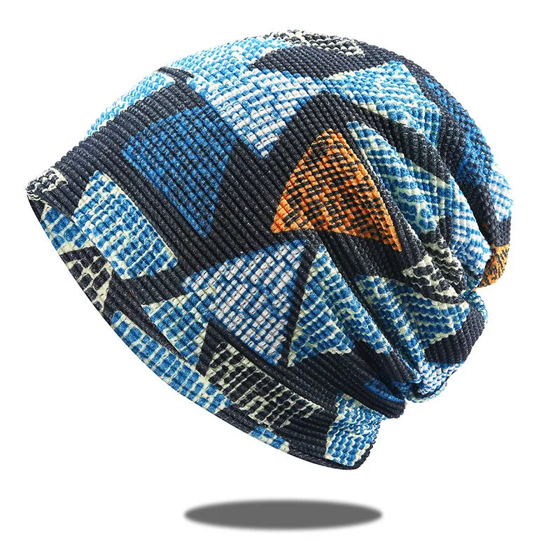 Men's and women's thin hollowed-out outdoor riding scarf cap printing scarf dual-use pile head cap