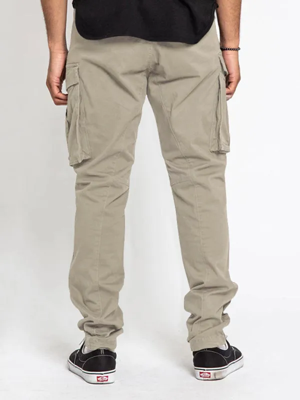 Men's Solid Color Multi-Pocket Casual Cargo Pants