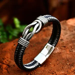 Men's Twisted Leather Bangle Twisted