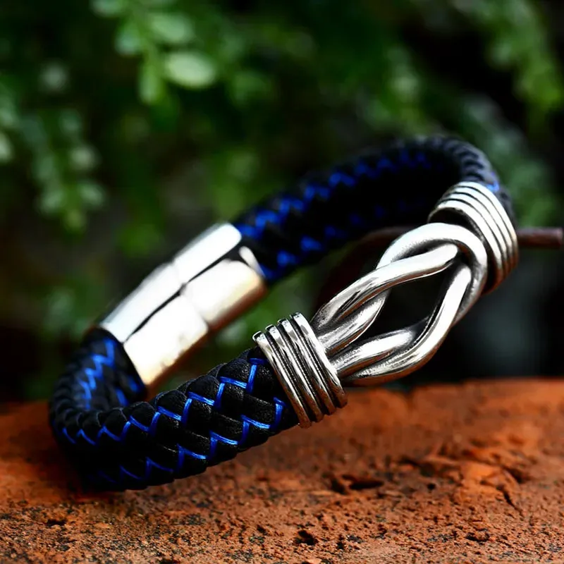 Men's Twisted Leather Bangle Twisted