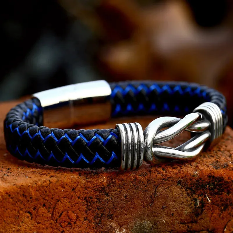 Men's Twisted Leather Bangle Twisted