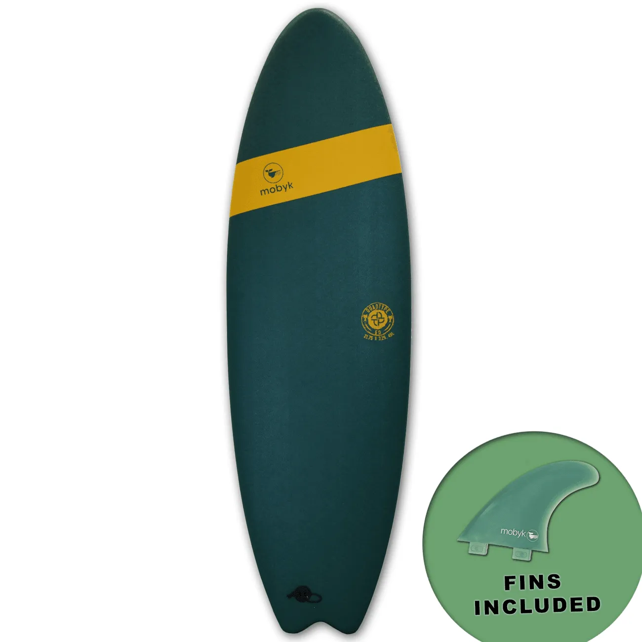 Mobyk Quad Fish 6'0 Softtop Surfboard Mallard Green