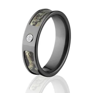 Mossy Oak Break Up Infinity Camo Rings, Camouflage Wedding Bands, Break Up Infinity Black Zirconium