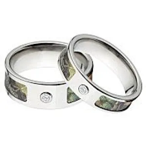 Mossy Oak New Break Up Camo Rings, Camouflage Wedding Ring Set, New Break Up Titanium Camo rings w/